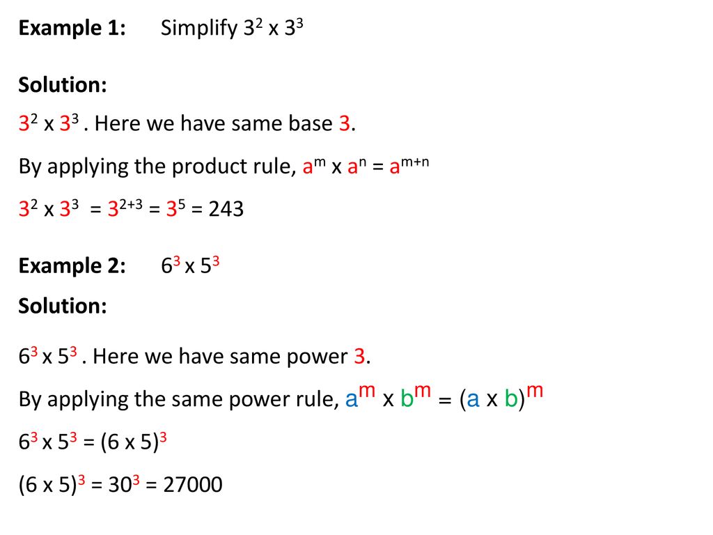 Simplification Of Exponents Ppt Download