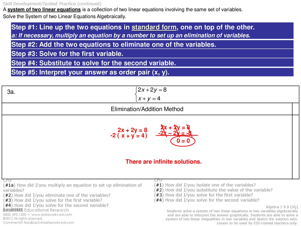 Learning Objective We will solve1 a System of two Linear Equations in ...