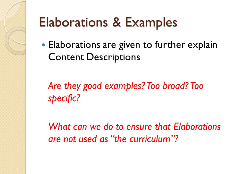 Elaborations & Examples