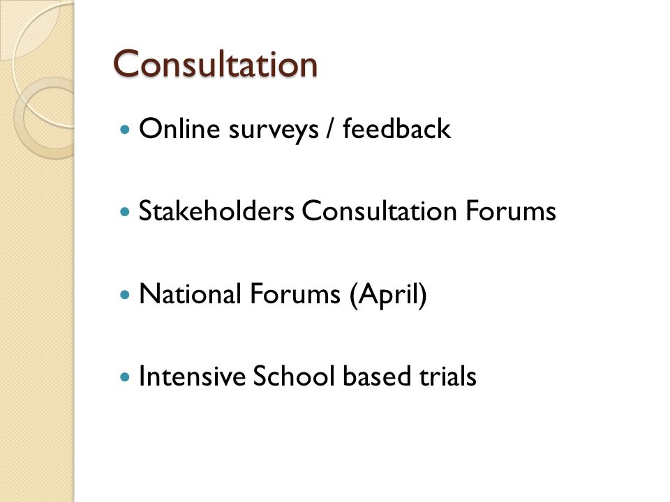 Consultation Online surveys / feedback