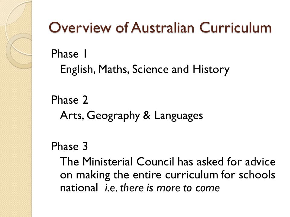 Overview of Australian Curriculum