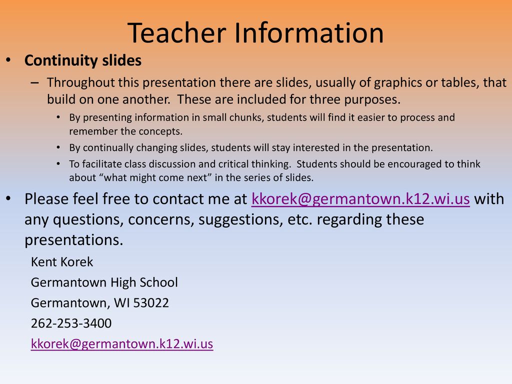 Teacher Information Continuity slides