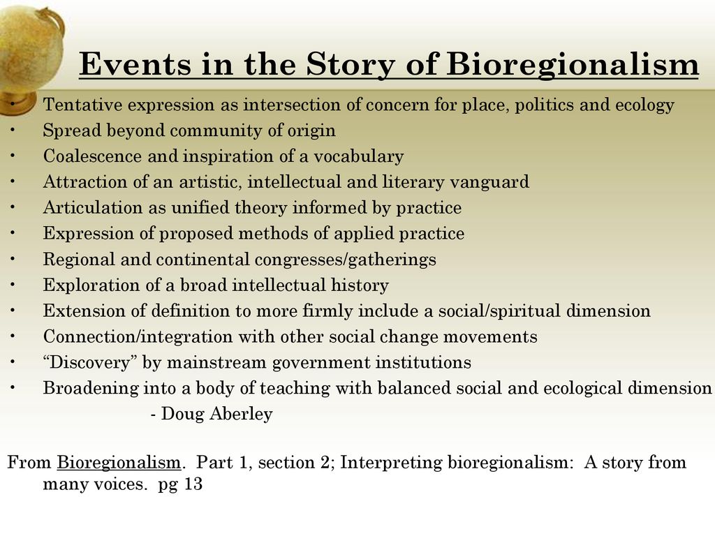 Events in the Story of Bioregionalism