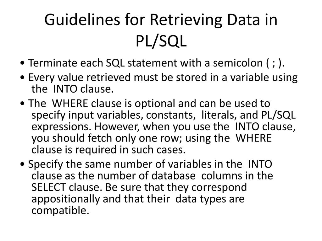 variables and control statements in PL\SQL - ppt download