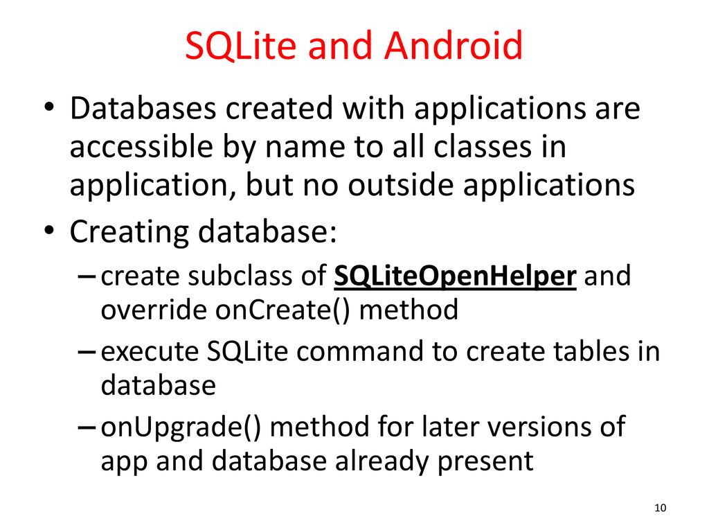Cs371m mobile computing persistence sqlite ppt download