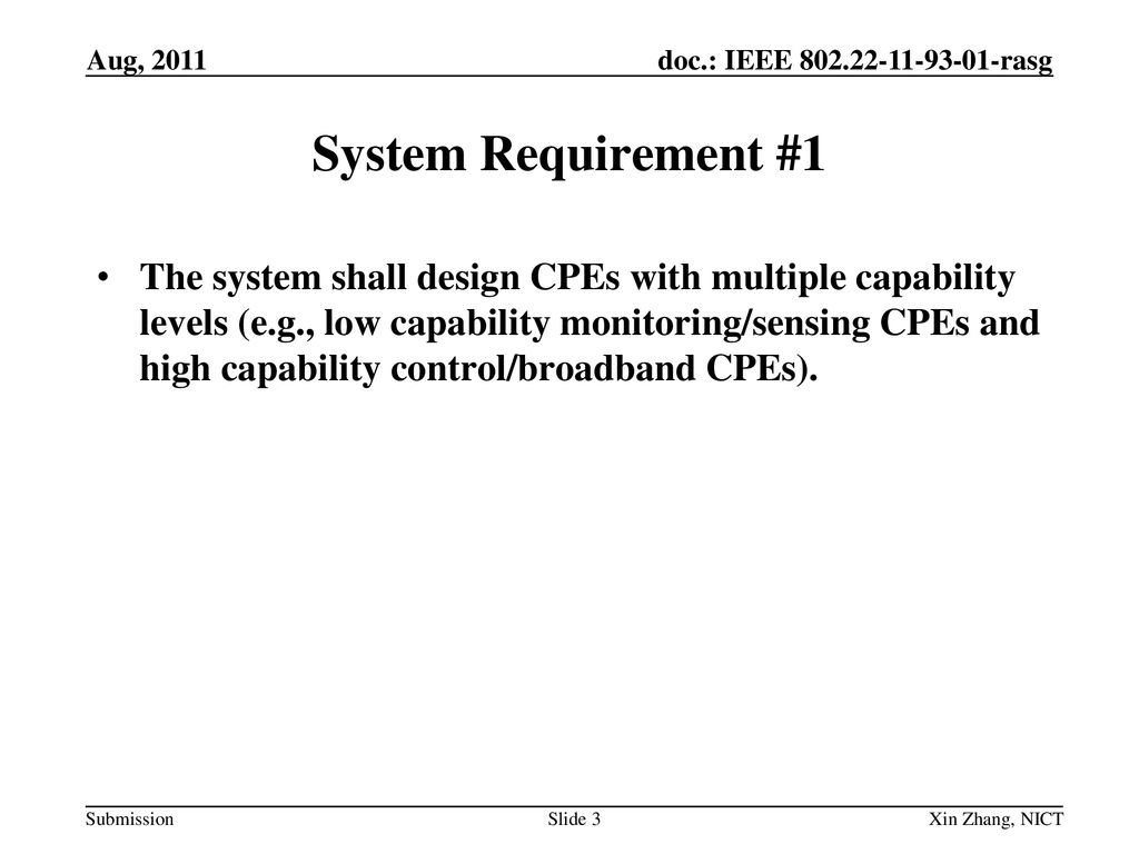 Aug, 2011 System Requirement #1.