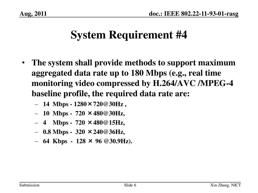 Aug, 2011 System Requirement #4.