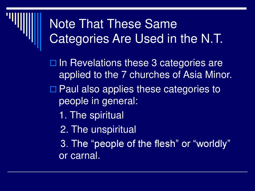 Note That These Same Categories Are Used in the N.T.