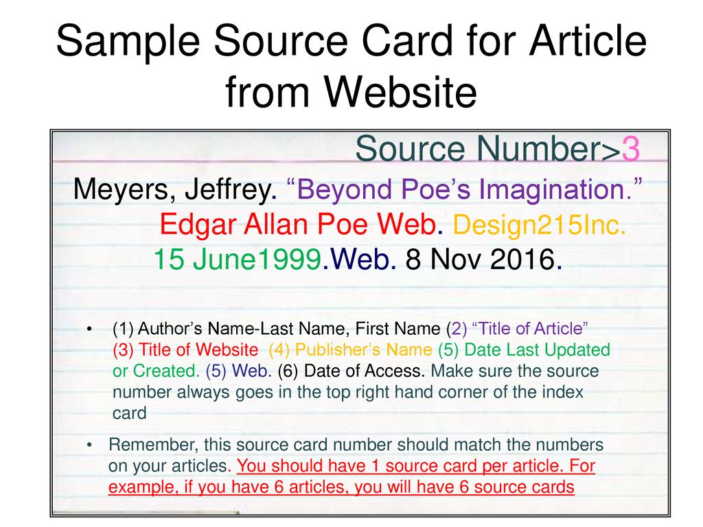 how to make a source card for a website mla