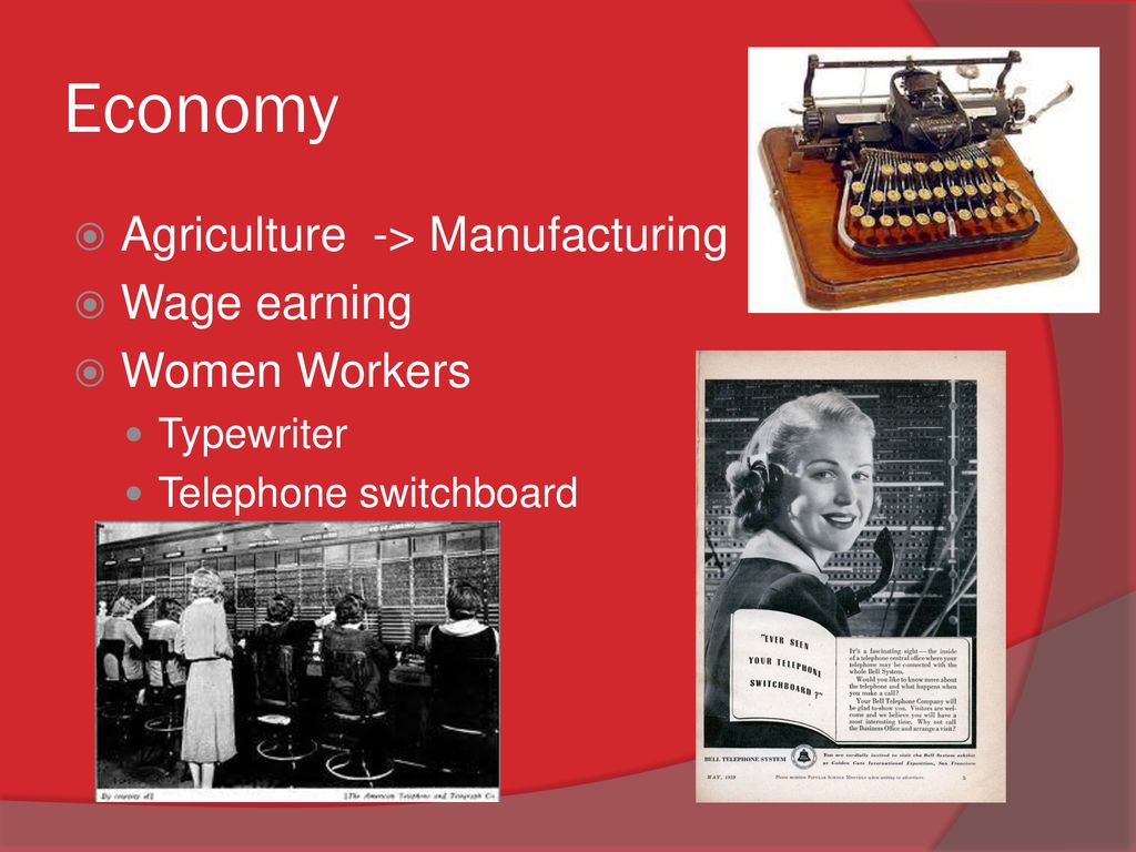 Economy Agriculture -> Manufacturing Wage earning Women Workers