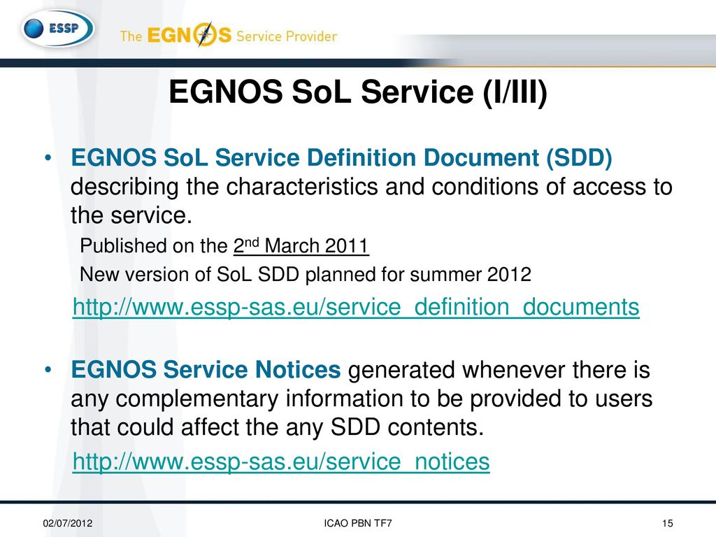 EGNOS SoL Service (I/III)