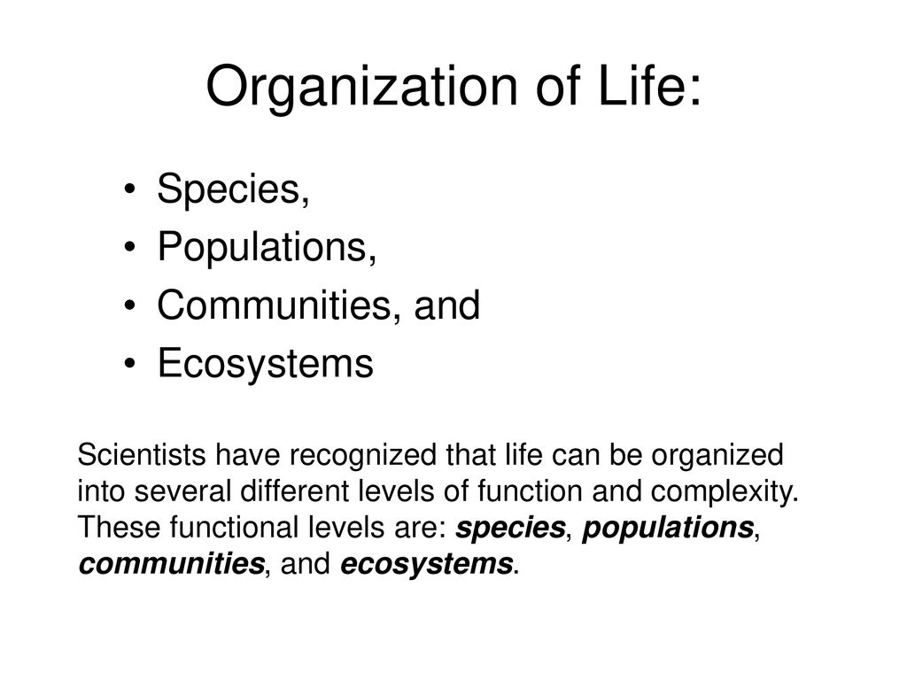 Organization of Life: Species, Populations, Communities, and
