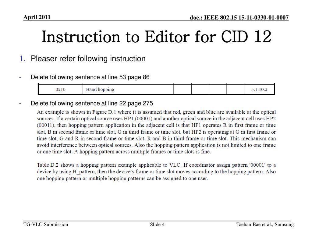 Instruction to Editor for CID 12