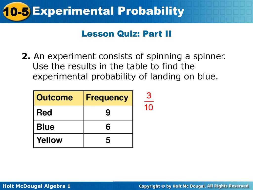 compute the experimental probability of landing on red