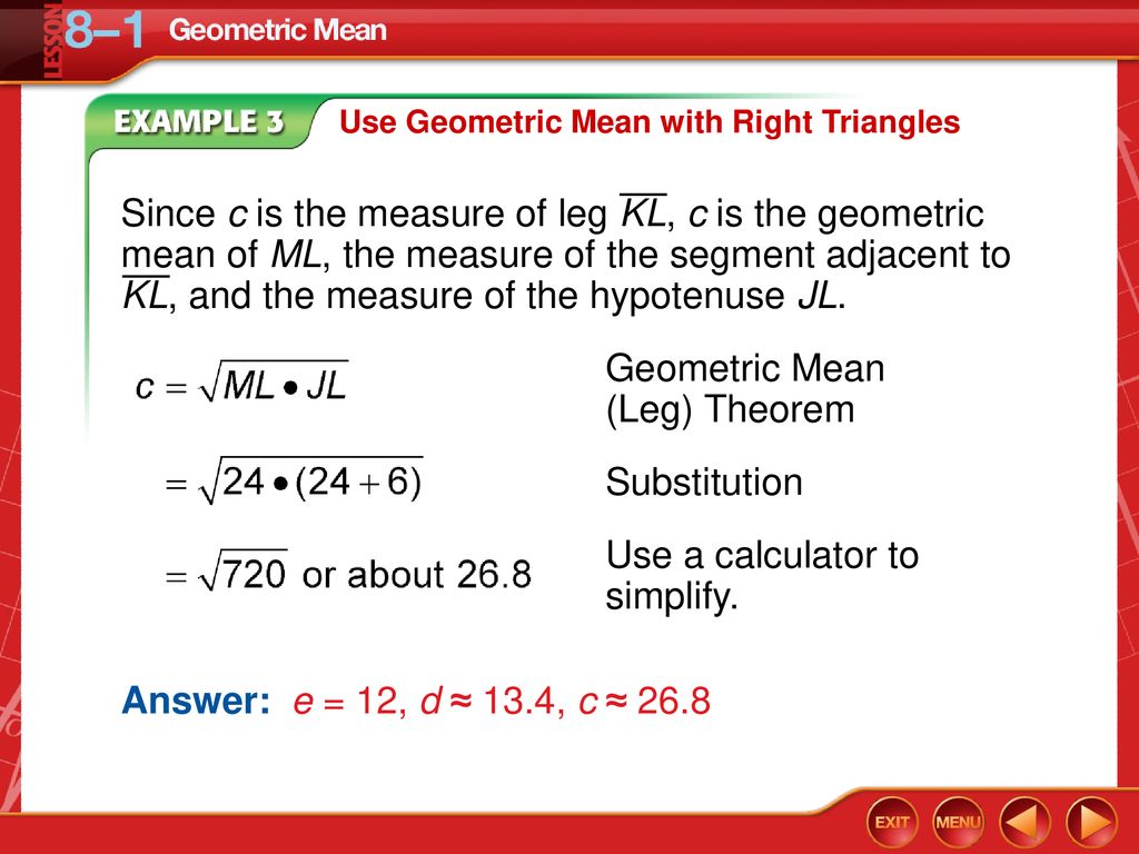 Geometric Mean (Leg) Theorem
