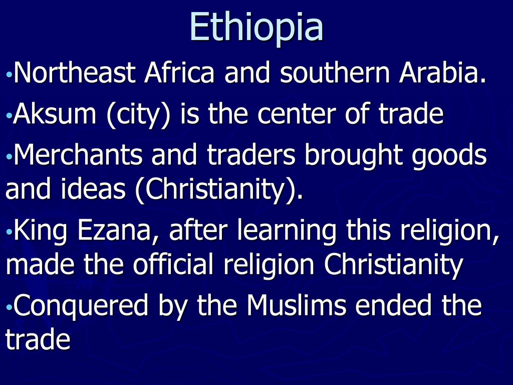 Ethiopia Northeast Africa and southern Arabia.