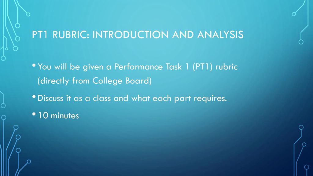 PT1 Rubric: Introduction and Analysis