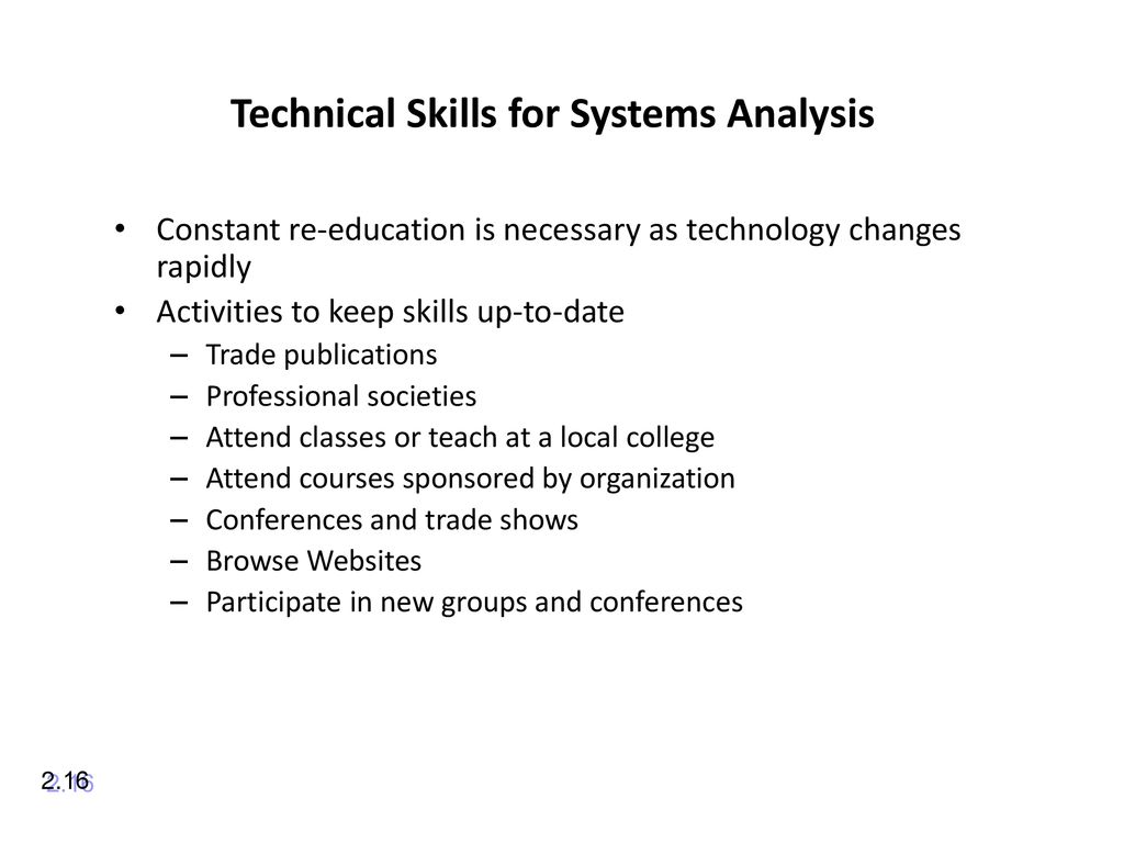 Technical Skills for Systems Analysis