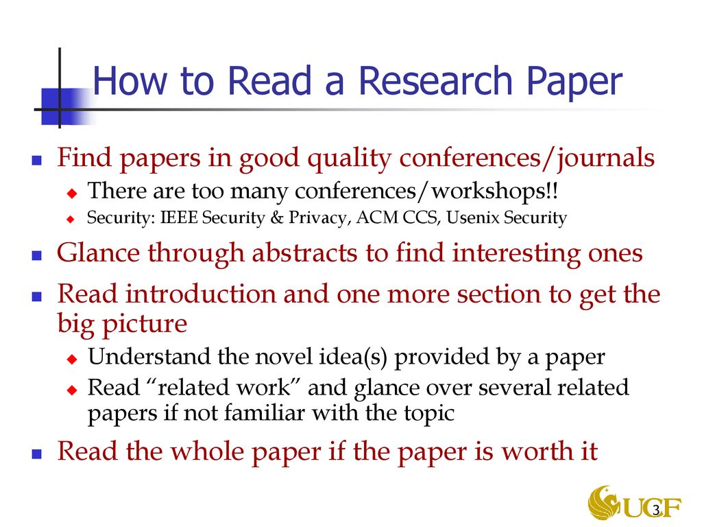 How to Read a Research Paper