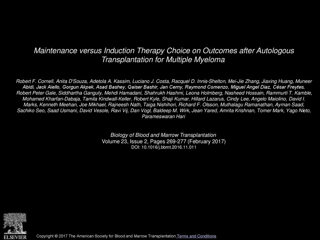 Maintenance versus Induction Therapy Choice on Outcomes after Autologous Transplantation for Multiple Myeloma