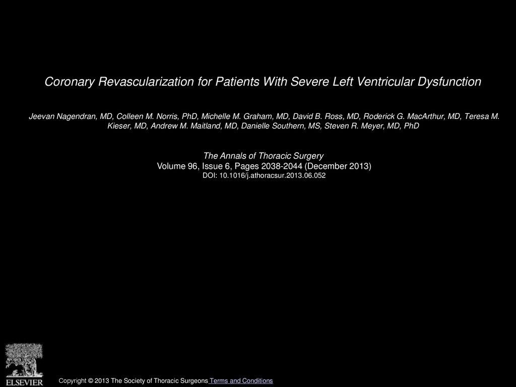 Coronary Revascularization for Patients With Severe Left Ventricular Dysfunction