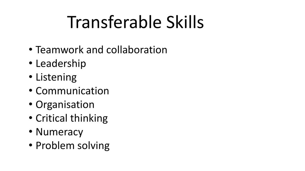Transferable Skills Teamwork and collaboration Leadership Listening