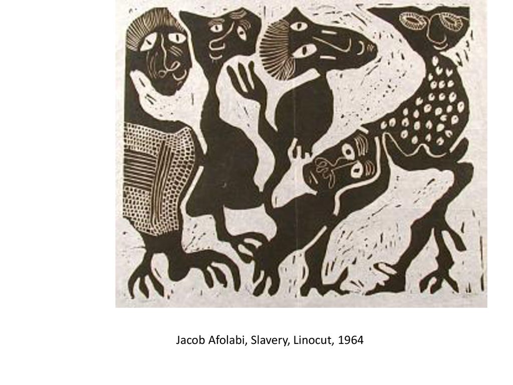 Jacob Afolabi, Slavery, Linocut, 1964