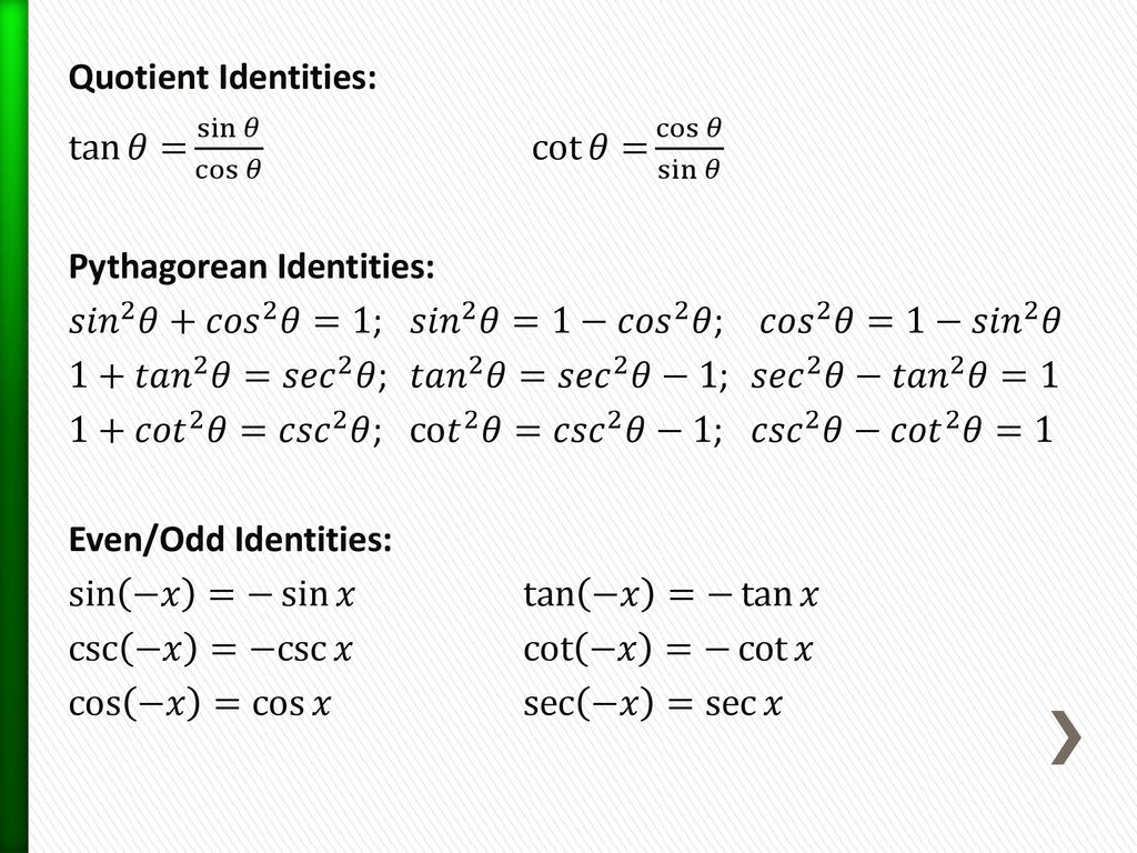 Section 2 1 Using Fundamental Identities Ppt Download Section 2 1 Using Fundamental Identities Ppt Download