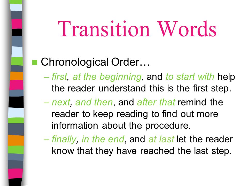 Transition Words Chronological Order…