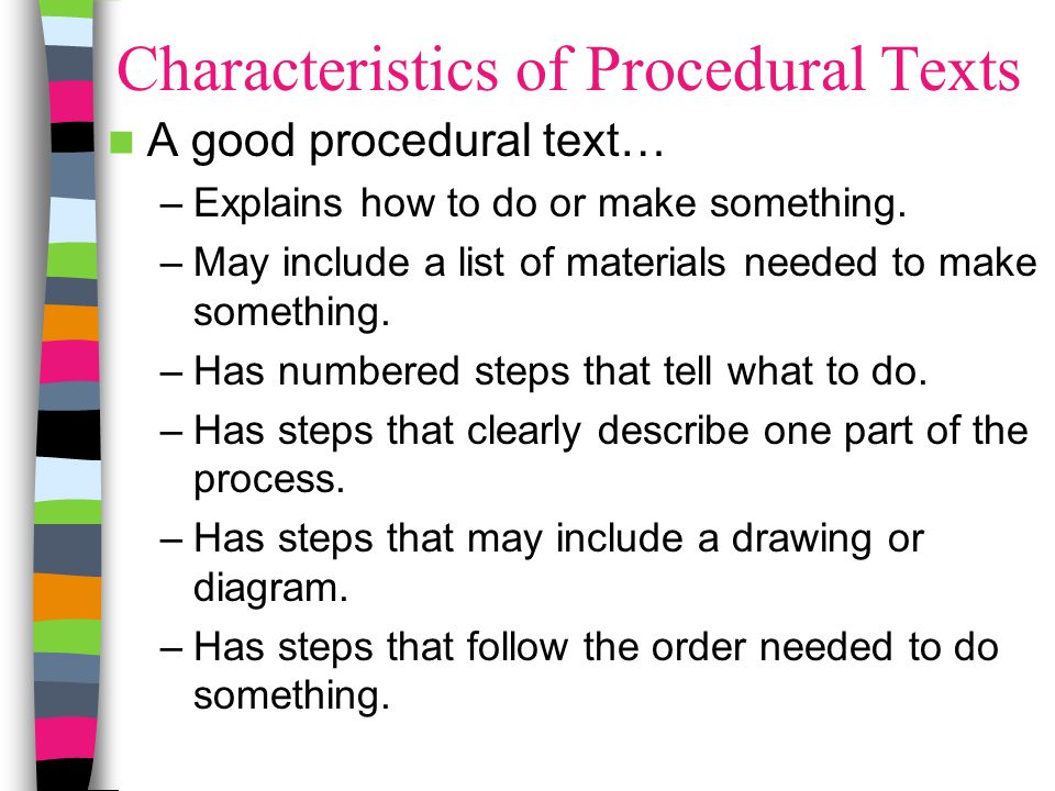 Characteristics of Procedural Texts