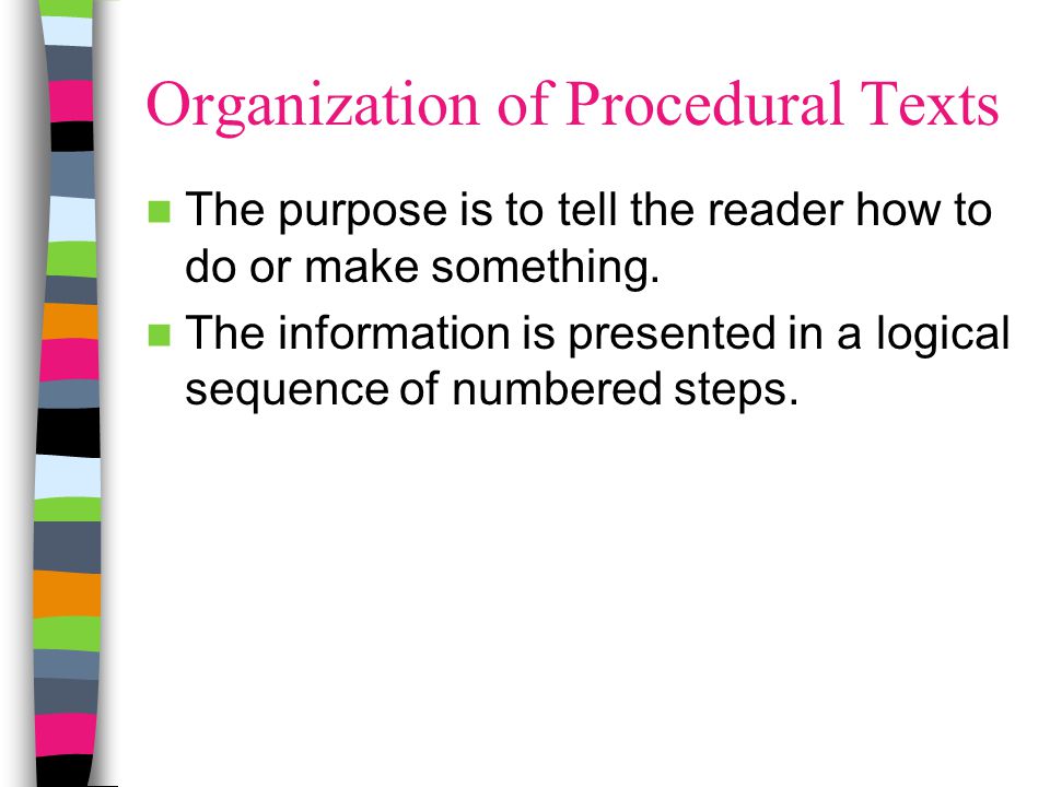 Organization of Procedural Texts