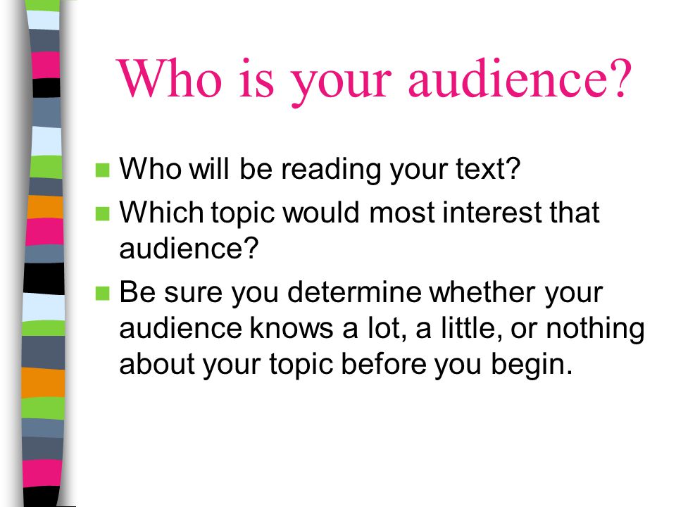 Who is your audience Who will be reading your text