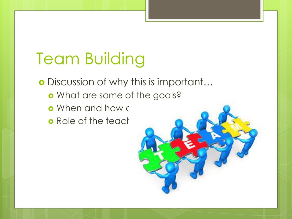 Team Building Discussion of why this is important…