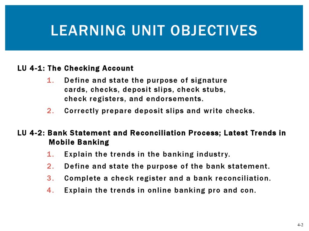 Learning unit objectives