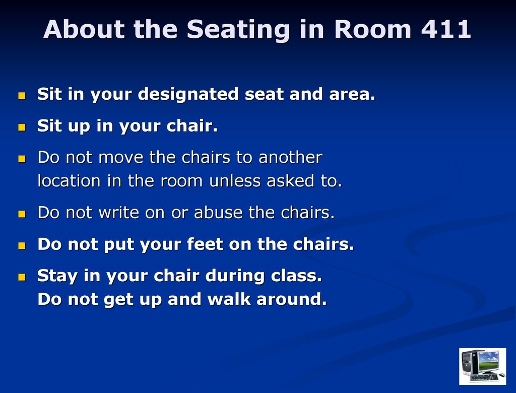 About the Seating in Room 411