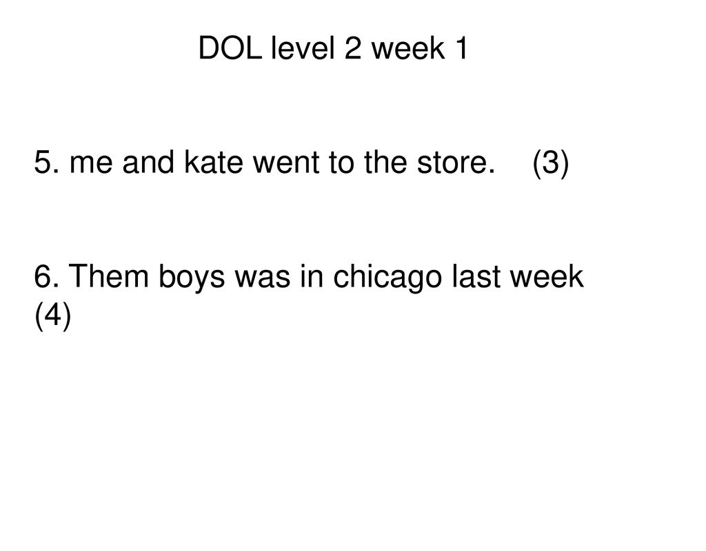 DOL level 2 week 1 5. me and kate went to the store.