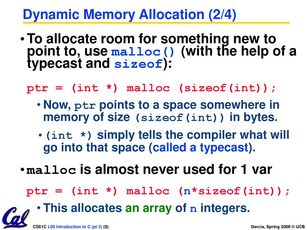 Dynamic Memory Allocation (2/4)
