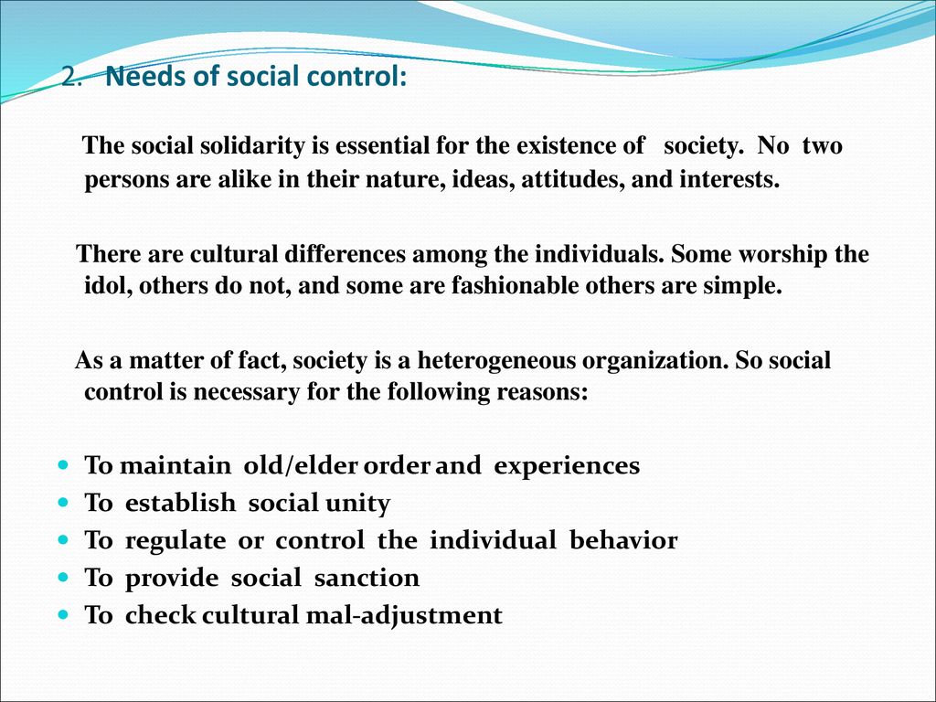 need of social control
