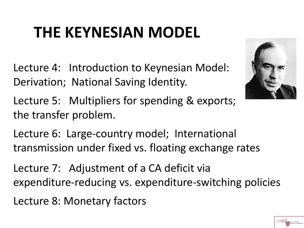 THE KEYNESIAN MODEL Lecture 4: Introduction to Keynesian Model: