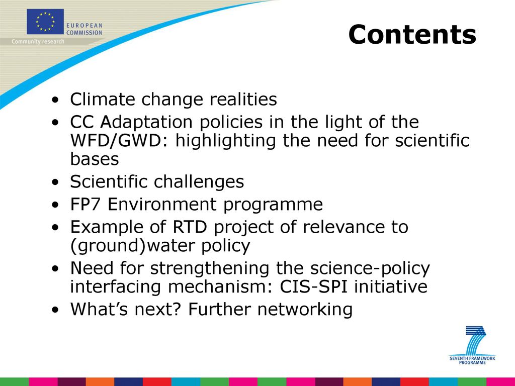 Contents Climate change realities