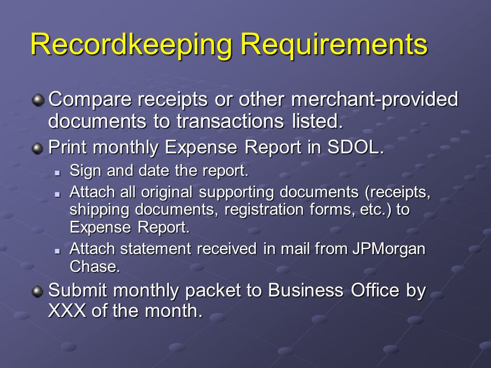 Recordkeeping Requirements
