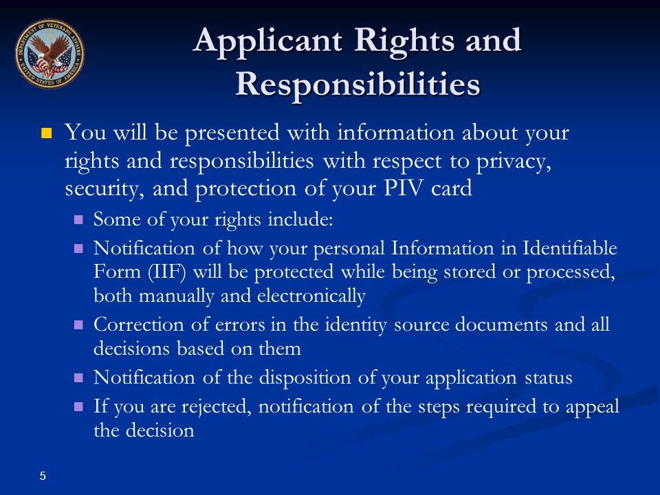Applicant Rights and Responsibilities