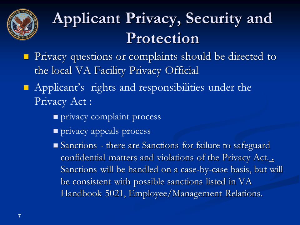Applicant Privacy, Security and Protection