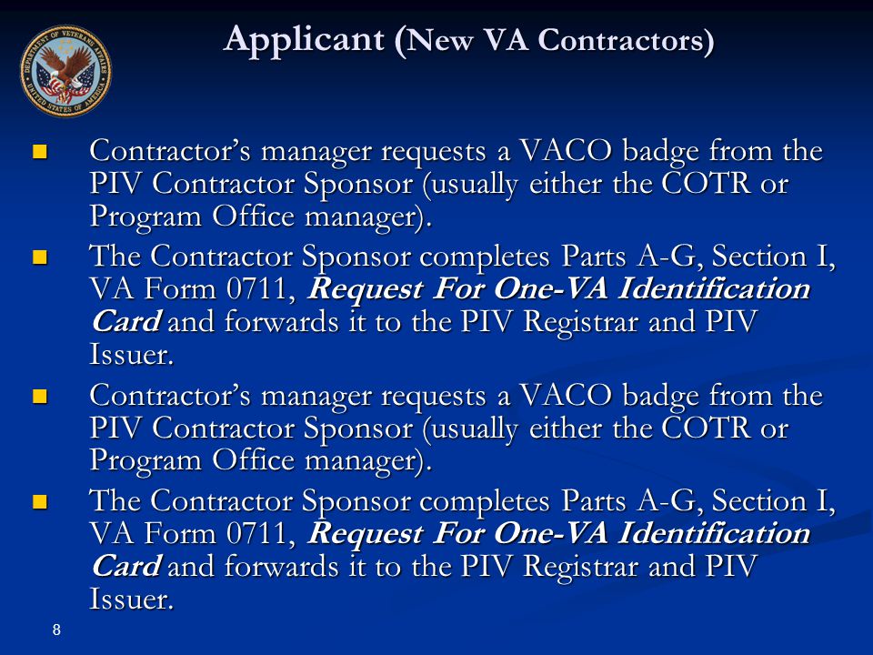 Applicant (New VA Contractors)