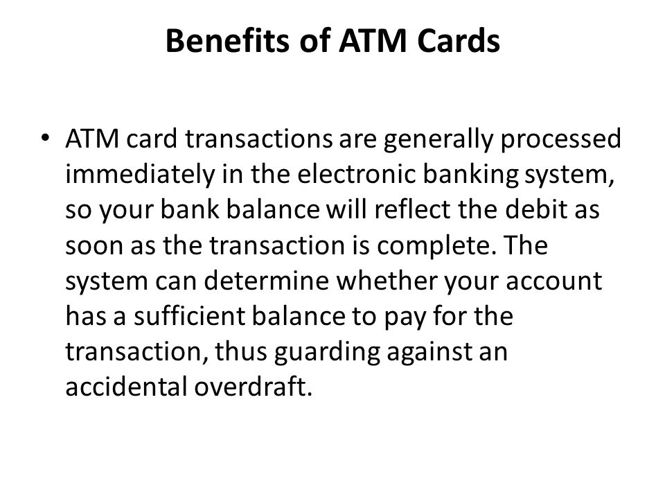 Benefits of ATM Cards