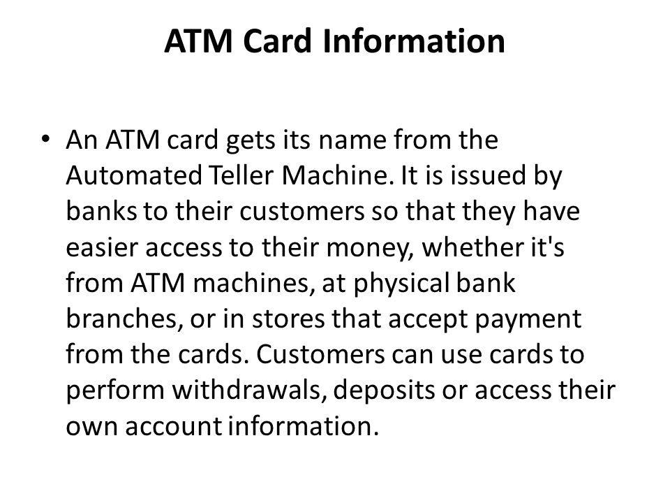 ATM Card Information