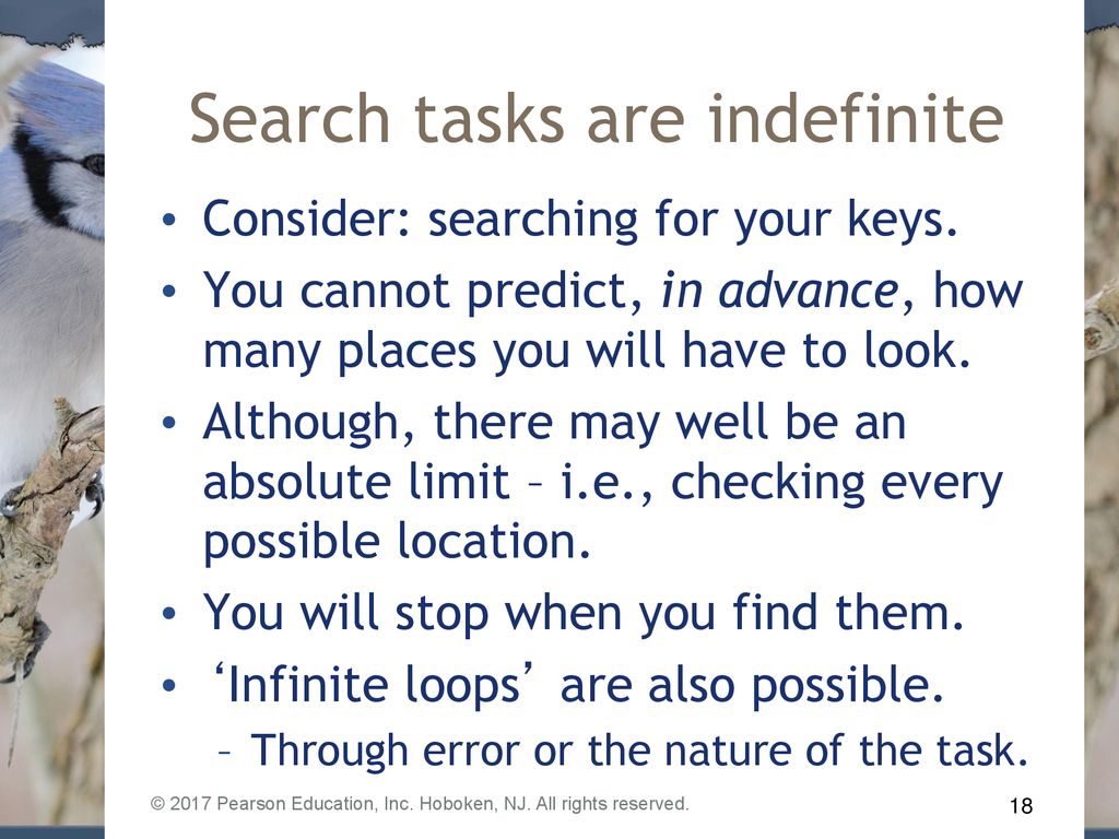Search tasks are indefinite