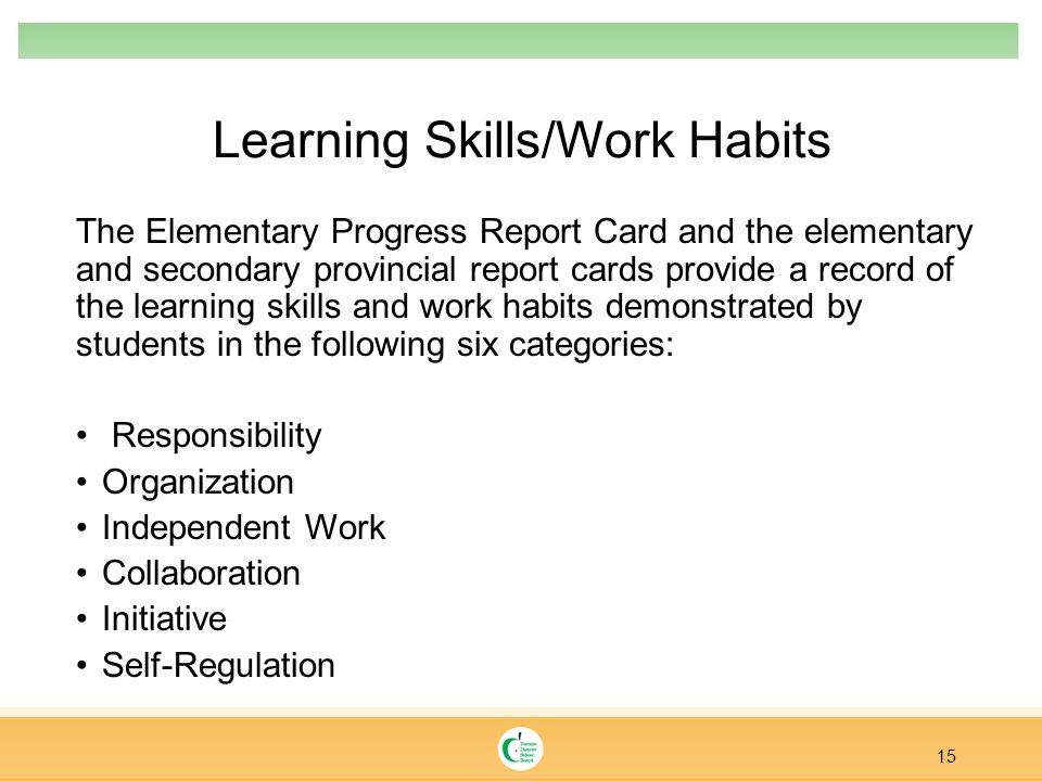Learning Skills/Work Habits