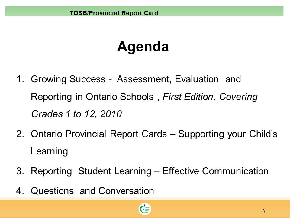 TDSB/Provincial Report Card