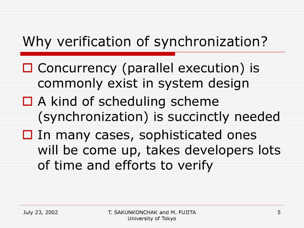 Why verification of synchronization
